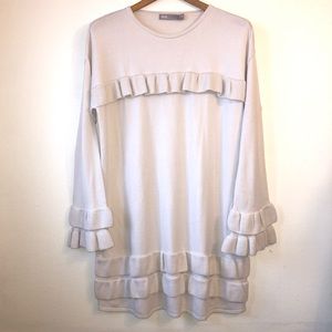 Asos Long Sleeve Crew Neck Ruffle Detail Sweater